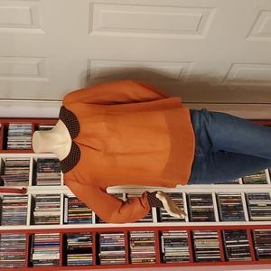 Sheer orange blouse with Peter Pan Collar